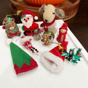 Bundle of 10 Vintage Christmas Holiday Ornaments